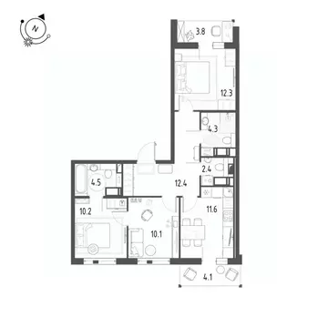 3-к кв. Санкт-Петербург пос. Шушары, ул. Чудовская, 14к1 (70.9 м)