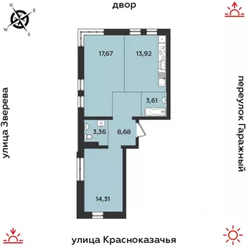 2-к кв. Иркутская область, Иркутск Гео жилой комплекс (61.55 м)