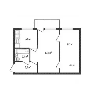 2-к кв. Брянская область, Брянск Литейная ул., 30 (42.3 м)