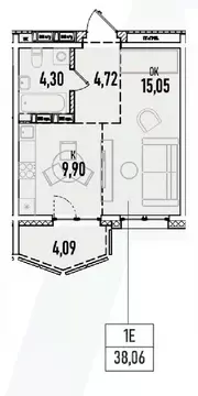 1-к кв. Иркутская область, Иркутск Донская ул., 5Д (38.06 м)