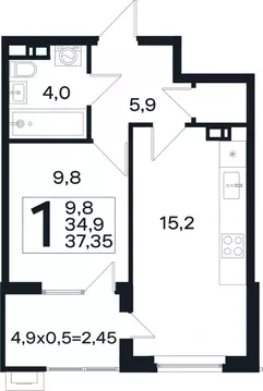 1-к кв. Краснодарский край, Краснодар Новая Елизаветка мкр,  (37.35 м)