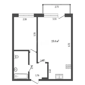 1-комнатная квартира: Московский, Лиственная улица, 19 (35 м)