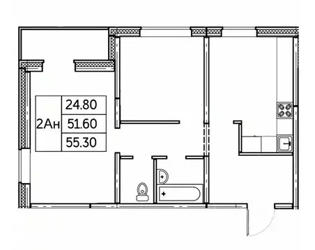 2-к кв. Чувашия, Чебоксары ул. П.В. Дементьева, поз1 (55.3 м)