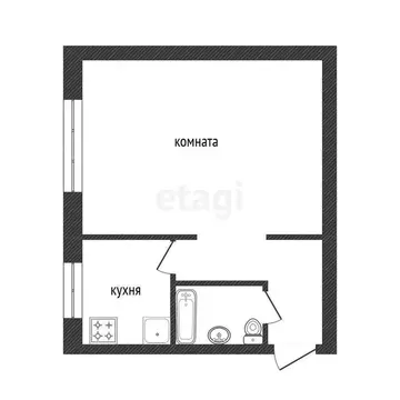 1-комнатная квартира: Златоуст, улица имени А.С. Грибоедова, 12 (30.4 ...
