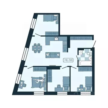 4-к кв. Приморский край, Владивосток ул. Борисенко (78.08 м)