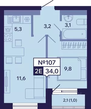 2-к кв. Саха (Якутия), Якутск ул. Новопортовская, 1Д (34.0 м)