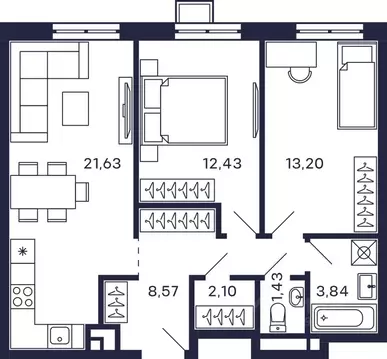 2-к кв. Московская область, Красногорск Павшино мкр, Тетрис жилой ...