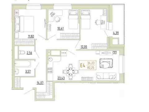 4-к кв. Тульская область, Тула ул. Сурикова, 24к1 (80.0 м)