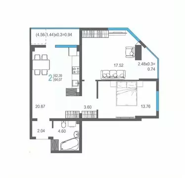 2-к кв. Крым, Ялта ул. Кирова, 155Ак1 (64.07 м)