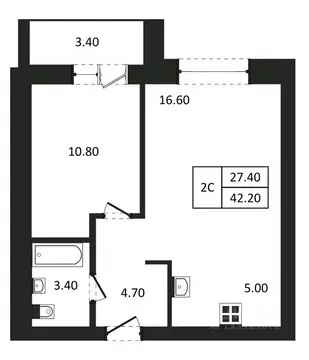 2-к кв. Новосибирская область, Новосибирск  (42.2 м)