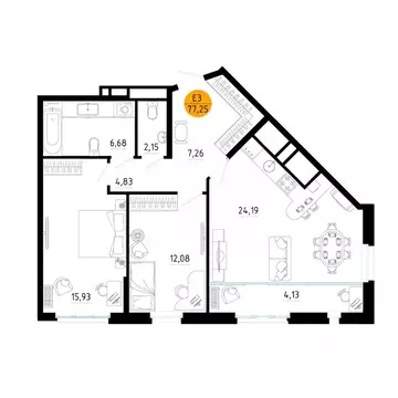 2-к кв. Рязанская область, Рязань ул. Земнухова (77.25 м)