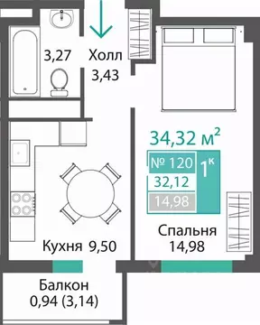 1-к кв. Крым, Симферопольский район, с. Мирное ПроПолис жилой комплекс ...