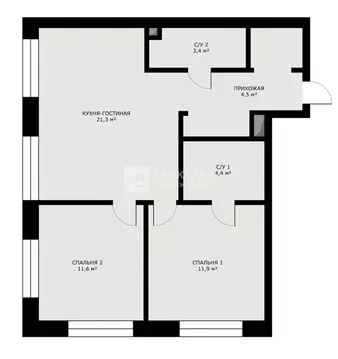 3-комнатная квартира: Москва, улица Академика Челомея, 1А (61.1 м)