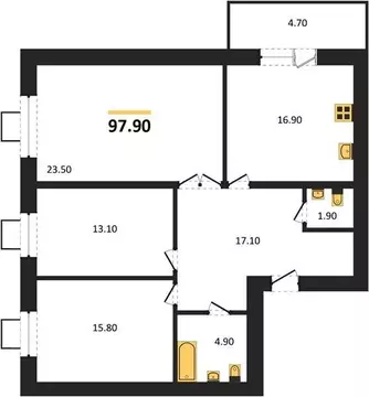 3-комнатная квартира: Пенза, Серпуховская улица, 1 (97.8 м)