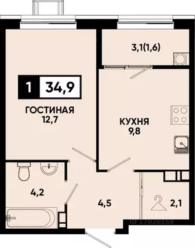 1-к кв. Ставропольский край, Кисловодск Моя Легенда жилой комплекс ...