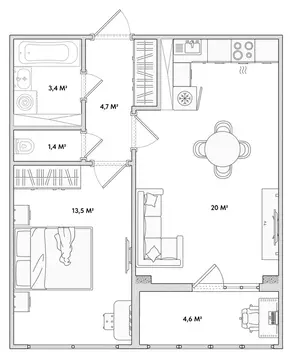 1-комнатная квартира: Орёл, Раздольная улица, 29 (43 м)