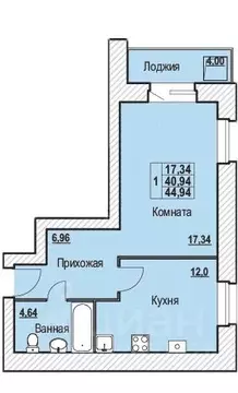 1-к кв. Ярославская область, Ярославль Шпальная ул., 30 (44.94 м)