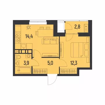 1-к кв. Пермский край, Пермь ул. Советской Армии, 95 (37.0 м)