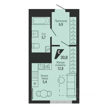 1-к кв. Свердловская область, Екатеринбург Вторчермет жилрайон,  (30.8 ...