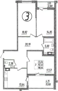 3-к кв. Ленинградская область, Всеволожский район, Кузьмоловский пгт ...