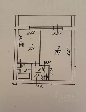 Квартира, 1 комната, 35 м
