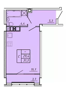 Студия Ивановская область, Иваново Видный мкр,  (31.3 м)