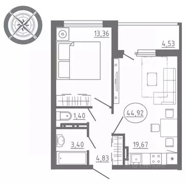 1-к кв. Орловская область, Орел Раздольная ул., 29 (43.1 м)