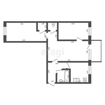 3-комнатная квартира: Гагарино, улица Гагарина, 40 (54.3 м)
