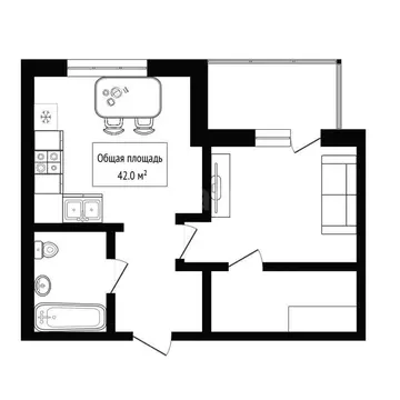 1-комнатная квартира: Новосибирск, улица Некрасова, 39 (42 м)