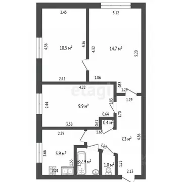 3-к кв. Башкортостан, Стерлитамак Вокзальная ул., 26 (51.7 м)