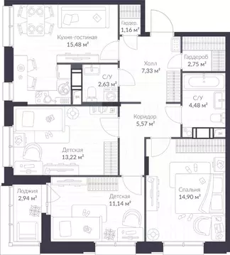3-к кв. Ленинградская область, Сертолово Всеволожский район, Верен ...