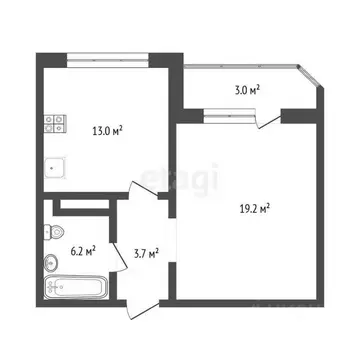 1-к кв. Тюменская область, Тюмень Кремлевская ул., 110к2 (43.0 м)