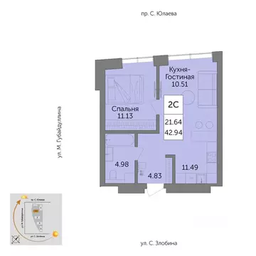2-к кв. Башкортостан, Уфа Зеленая Роща жилрайон, Урбаника жилой ...