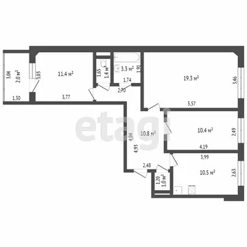 3-комнатная квартира: Тверь, улица Паши Савельевой, 52к1 (66.5 м)