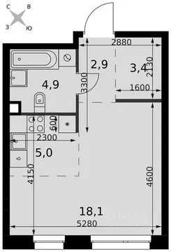 Студия Москва Юго-Восточный ао, Южнопортовый р-н,  (34.3 м)