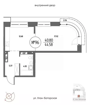 1-к кв. Иркутская область, Иркутск Макс жилой комплекс (44.58 м)