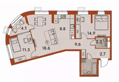 3-к кв. Нижегородская область, Нижний Новгород Ленгородок мкр, Первый ...