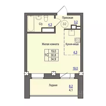 1-к кв. Псковская область, Псковский район, Завеличенская волость, д. ...