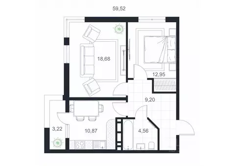 2-к кв. Дагестан, Каспийск просп. Акулиничева (59.52 м)