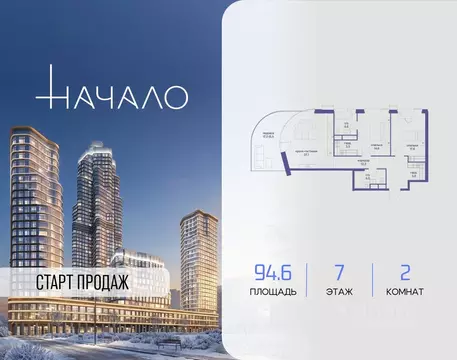 2-к кв. Москва ул. Сергея Макеева, 7С4 (94.6 м)
