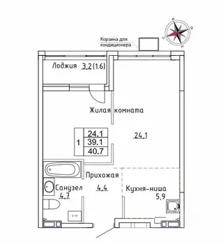 1-к кв. Приморский край, Надеждинский район, пос. Новый Новый жилой ...