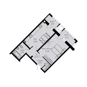 1-к кв. Ставропольский край, Пятигорск Скачки мкр,  (52.14 м)