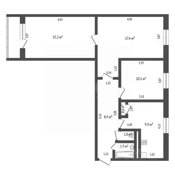 3-к кв. Санкт-Петербург Софийская ул., 48К1 (65.2 м)