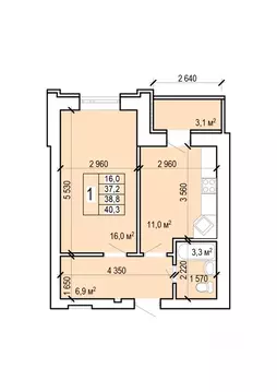 1-к кв. Саратовская область, Энгельс Новобазарная ул., 4 (40.3 м)