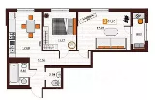 2-к кв. Оренбургская область, Оренбург Северный жилрайон, Фамильные ...