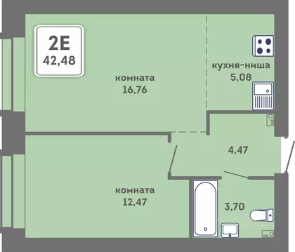 2-к кв. Пермский край, Пермь Кировоградская ул., 28 (42.48 м)