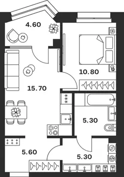 1-к кв. Тульская область, Тула ул. Михеева (47.3 м)