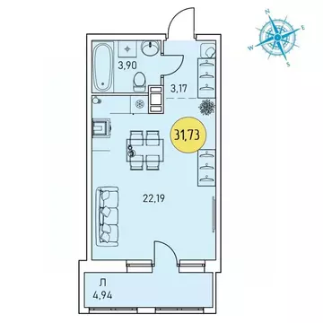 Студия Архангельская область, Архангельск Котласская ул., 30 (31.73 м)