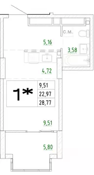 1-к кв. Приморский край, Владивосток Архитектор жилой комплекс (28.77 ...