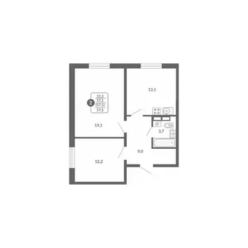 2-к кв. Кировская область, Киров ул. Потребкооперации, 34к1 (57.1 м)